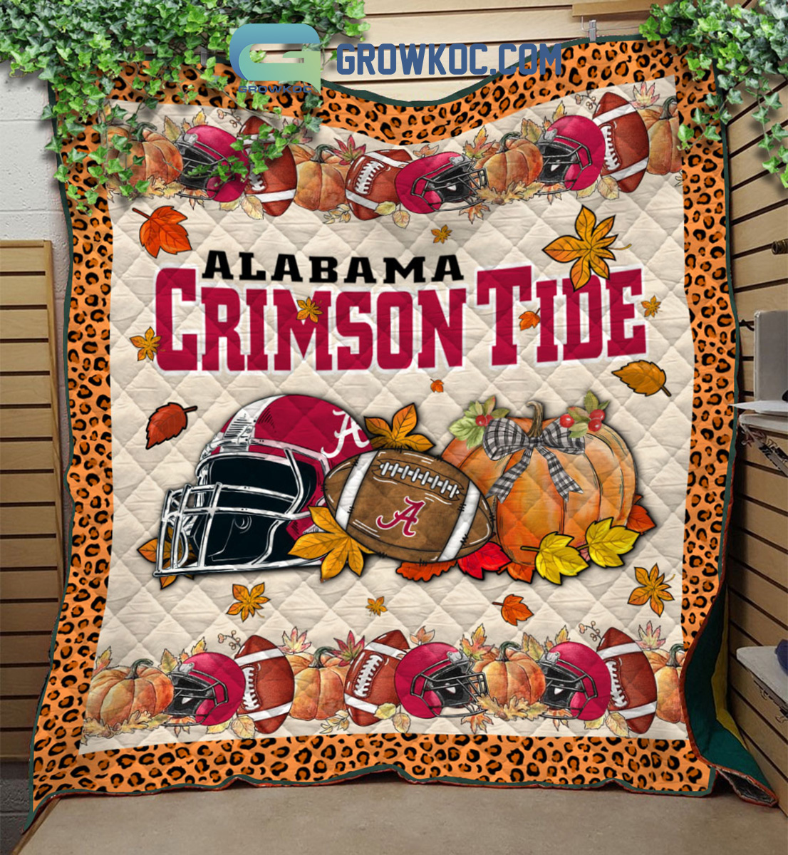 Alabama Crimson Tide NCAA Football Welcome Fall Pumpkin Halloween Fleece Blanket Quilt