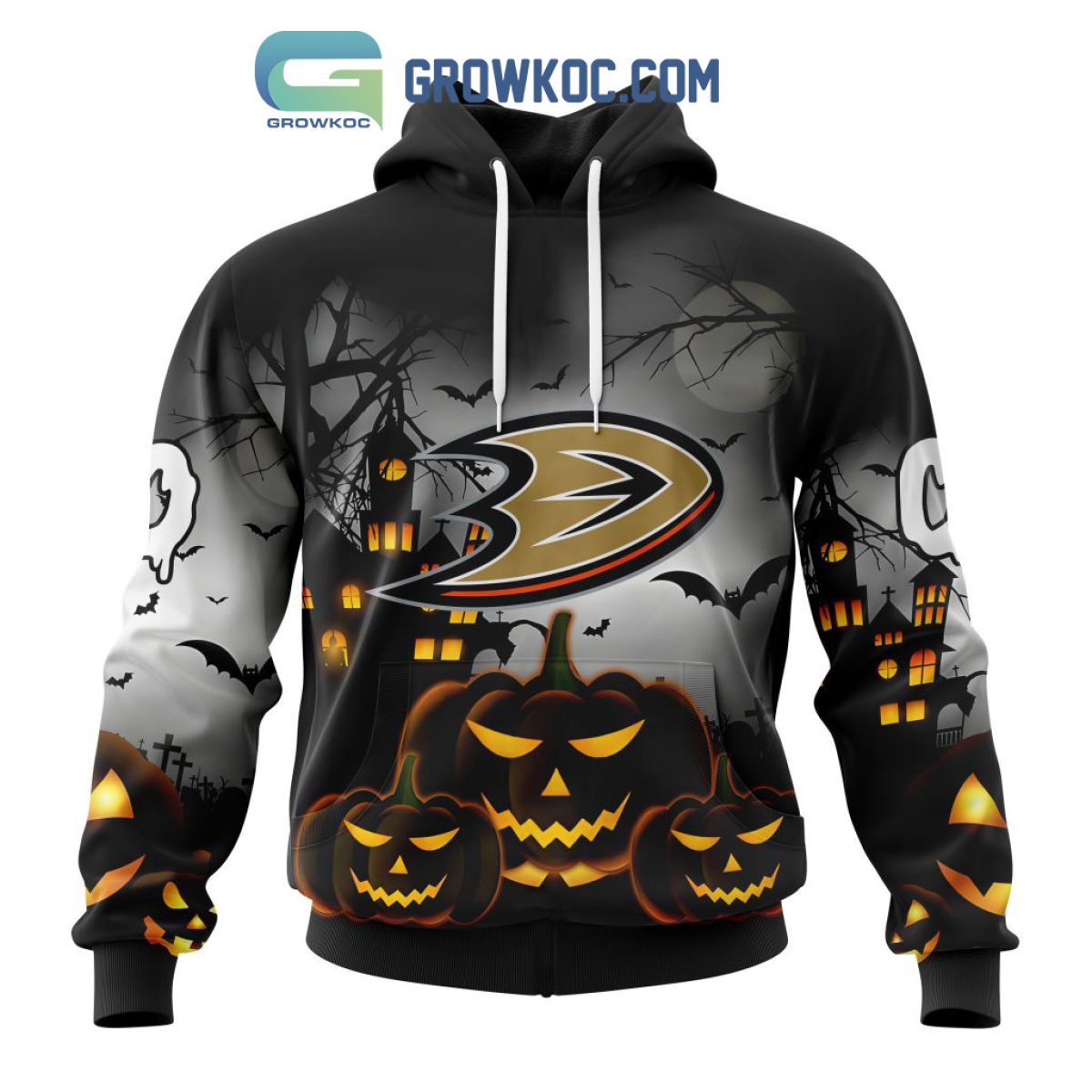 NHL Anaheim Ducks Pumpkin Halloween Design CUSTOM Hoodie