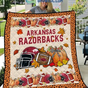 Arkansas Razorbacks NCAA Football Welcome Fall Pumpkin Halloween Fleece Blanket Quilt