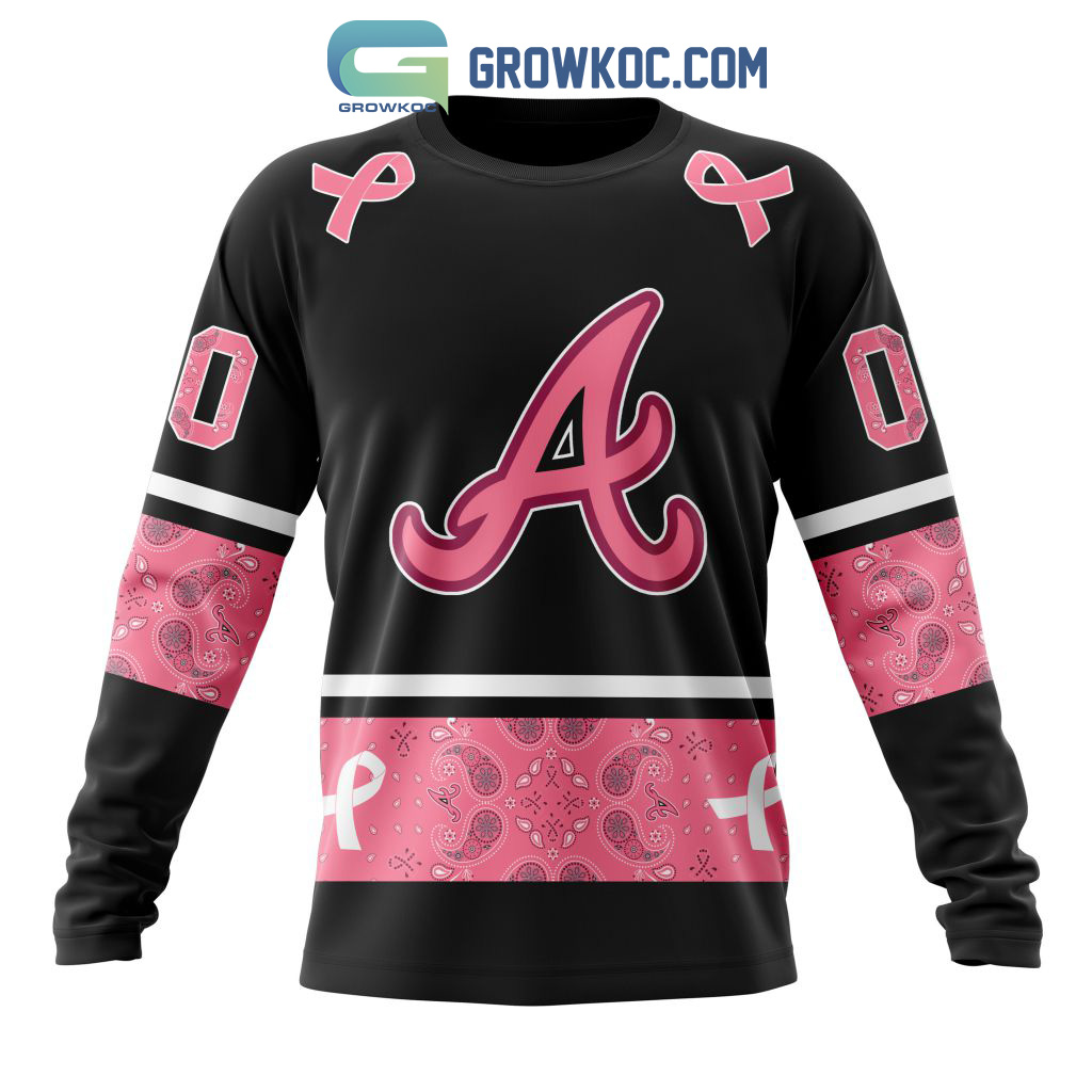Pink Vanilla Green Atlanta Logo Baseball Sweatshirt