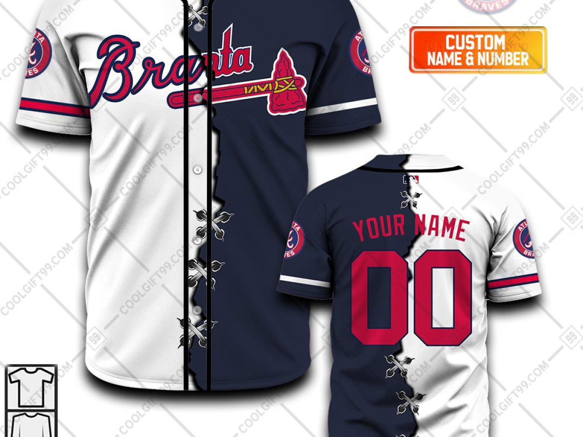 Men's Atlanta Braves Customized Baseball Jersey White Uniform Size  M-6XL