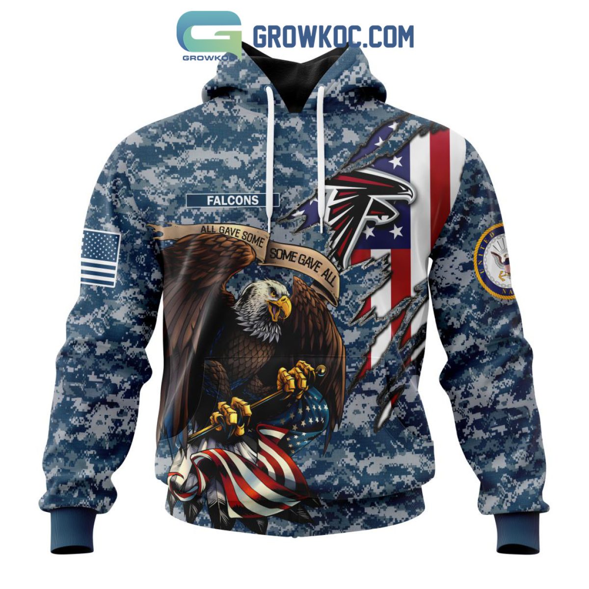 Atlanta Falcons NFL Honor US Navy Veterans All Gave Some Some Gave All  Personalized Hoodie T Shirt - Growkoc