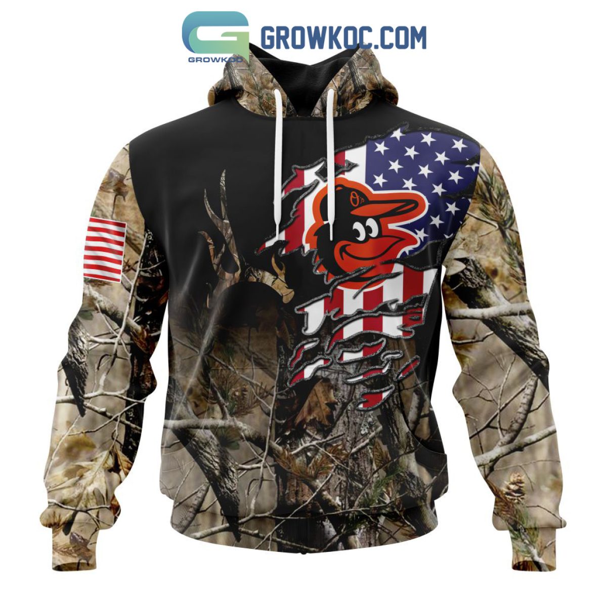 Baltimore Orioles Red Camo 3D Hoodie - T-shirts Low Price