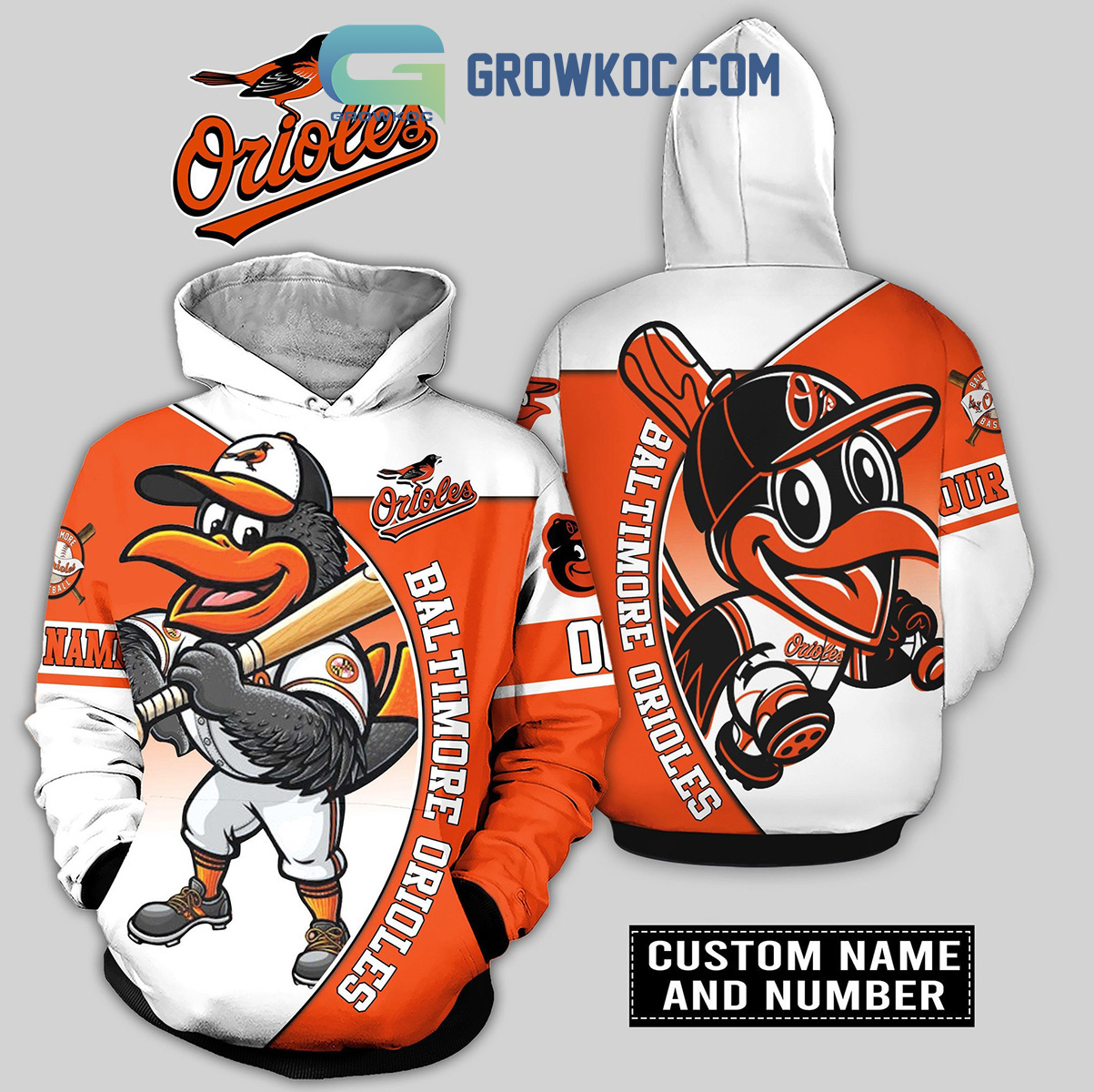 Baltimore Orioles Mascot Personalized Hoodie Leggings Set - Growkoc