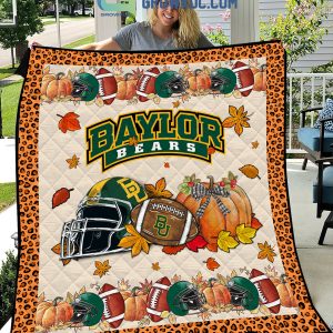 Baylor Bears NCAA Football Welcome Fall Pumpkin Halloween Fleece Blanket Quilt
