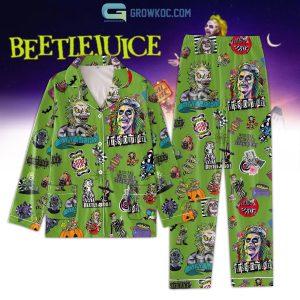 Beetlejuice It's Show Time Green Design Pajamas Set