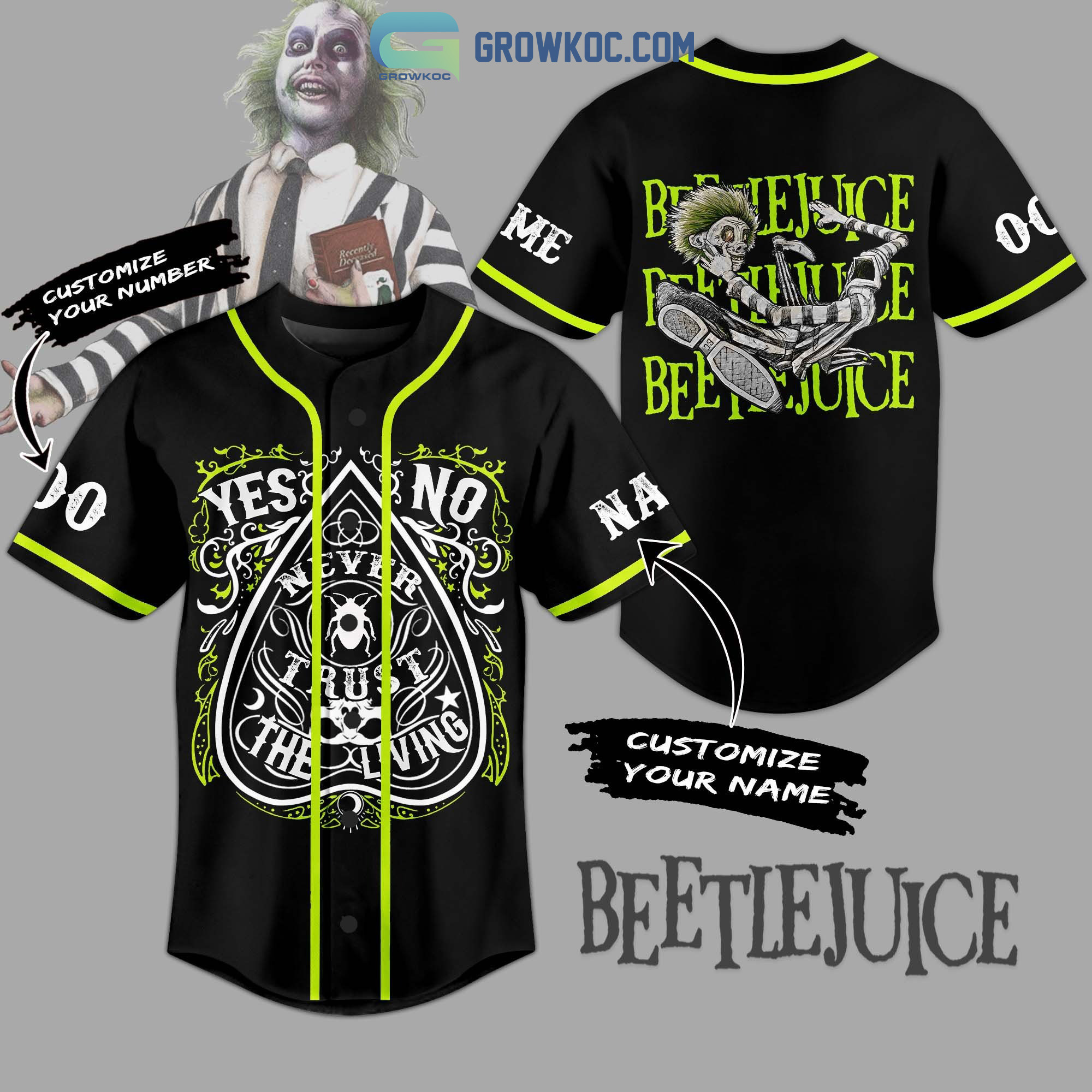 Beetlejuice Never Trust The Living Personalized Baseball Jersey