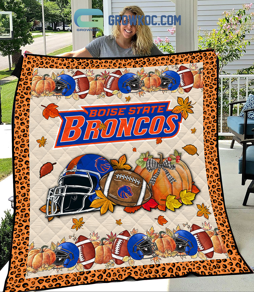 Boise State Broncos NCAA Football Welcome Fall Pumpkin Halloween Fleece Blanket Quilt