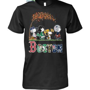 Boston Celtics Red Sox Bruins New England Patriot Snoopy Peanuts Loves Fall T Shirt
