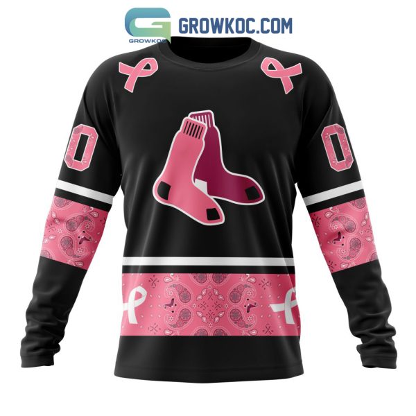 Boston Red Sox MLB In Classic Style With Paisley In October We Wear Pink Breast Cancer Hoodie T Shirt