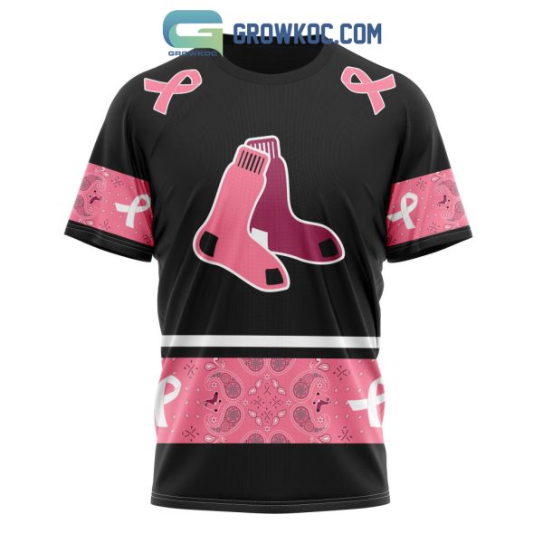 Boston Red Sox MLB In Classic Style With Paisley In October We Wear Pink Breast Cancer Hoodie T Shirt