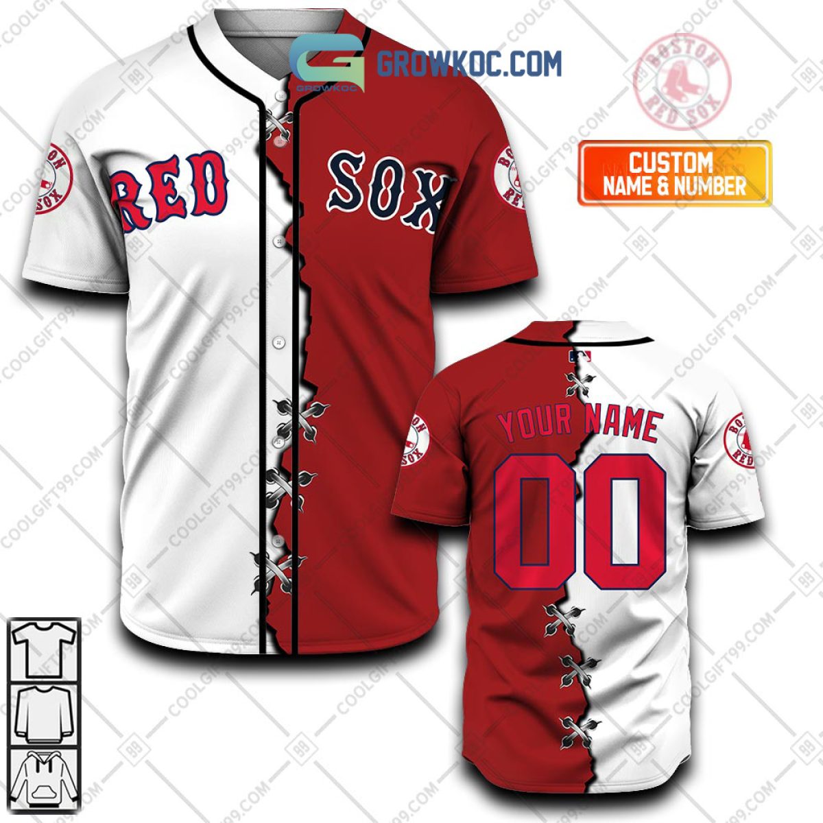 Boston Red Sox MLB Personalized Mix Baseball Jersey - Growkoc