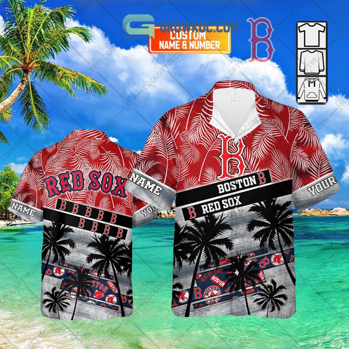 MLB Boston Red Sox Mix Jersey Custom Personalized Hoodie Shirt - Growkoc