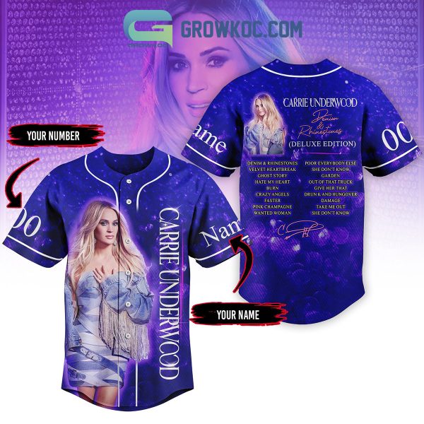 Carrie Underwood Denim & Rhinestones Personalized Baseball Jersey