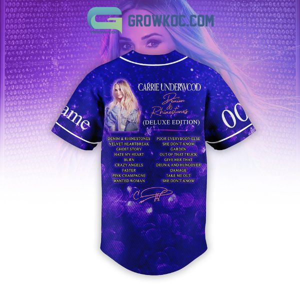 Carrie Underwood Denim & Rhinestones Personalized Baseball Jersey