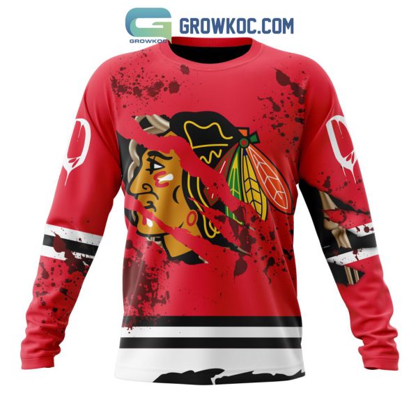 Chicago BlackHawks NHL Special Design Jersey With Your Ribs For Halloween Hoodie T Shirt