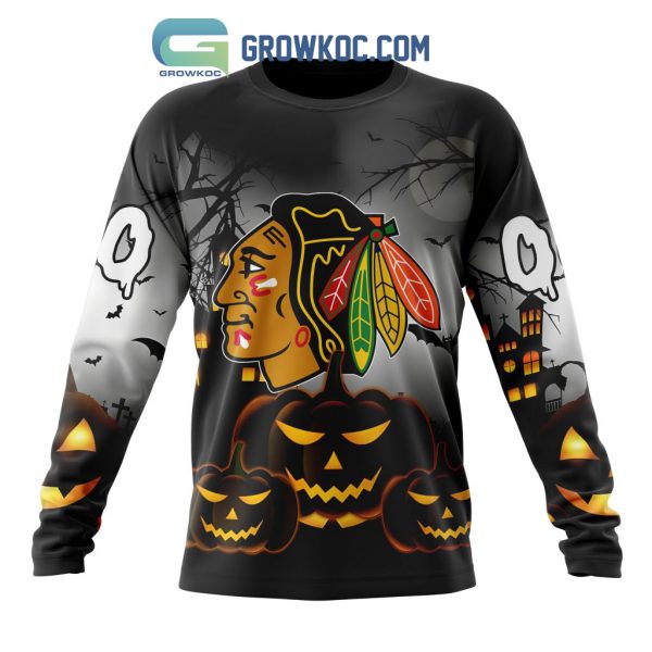 Chicago Blackhawks NHL Special Pumpkin Halloween Night Hoodie T Shirt