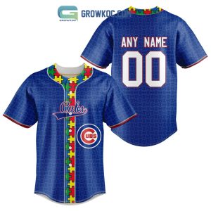 Chicago Cubs MLB Fearless Against Autism Personalized Baseball Jersey