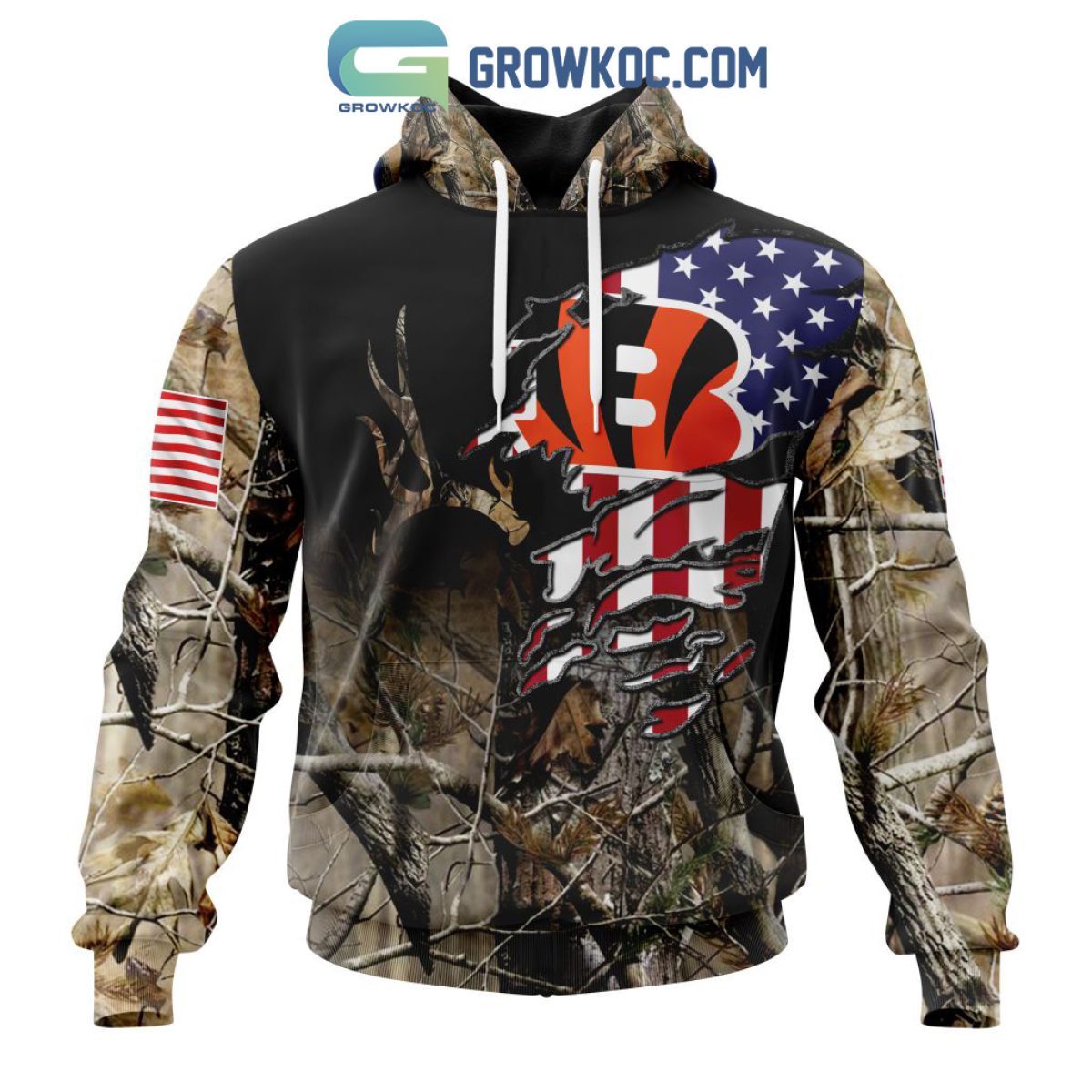 Cincinnati Bengals Camo Hoodie, Black/Orange