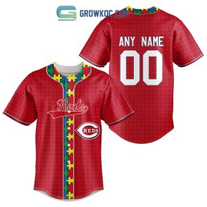 Cincinnati Reds MLB Fearless Against Autism Personalized Baseball Jersey