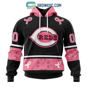 Cincinnati Reds MLB In Classic Style With Paisley In October We Wear Pink Breast Cancer Hoodie T Shirt