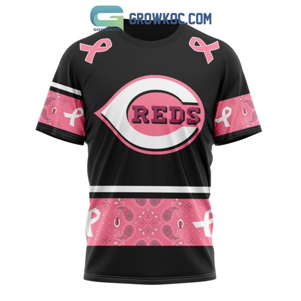 Cincinnati Reds MLB In Classic Style With Paisley In October We Wear Pink Breast Cancer Hoodie T Shirt