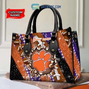 Clemson Tigers Personalized Diamond Design Women Handbags and Woman Purse Wallet