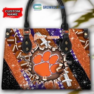 Clemson Tigers Personalized Diamond Design Women Handbags and Woman Purse Wallet