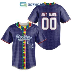Colorado Rockies MLB Fearless Against Autism Personalized Baseball Jersey