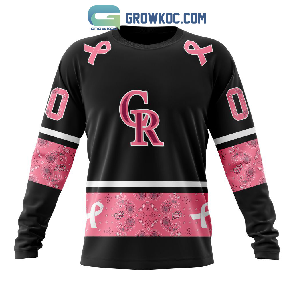 Colorado Rockies MLB In Classic Style With Paisley In October We Wear Pink  Breast Cancer Hoodie T Shirt - Growkoc