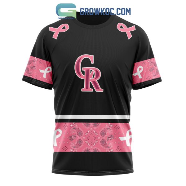 Colorado Rockies MLB In Classic Style With Paisley In October We Wear Pink Breast Cancer Hoodie T Shirt