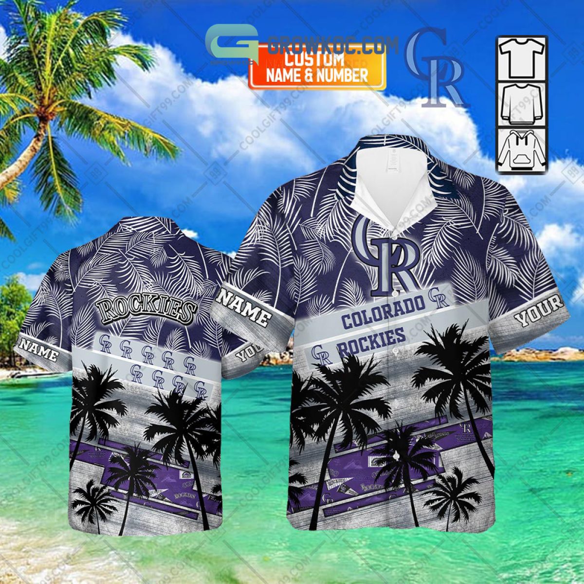 Colorado Rockies Hawaiian Shirt Big Palm Leaf Custom Rockies Gift