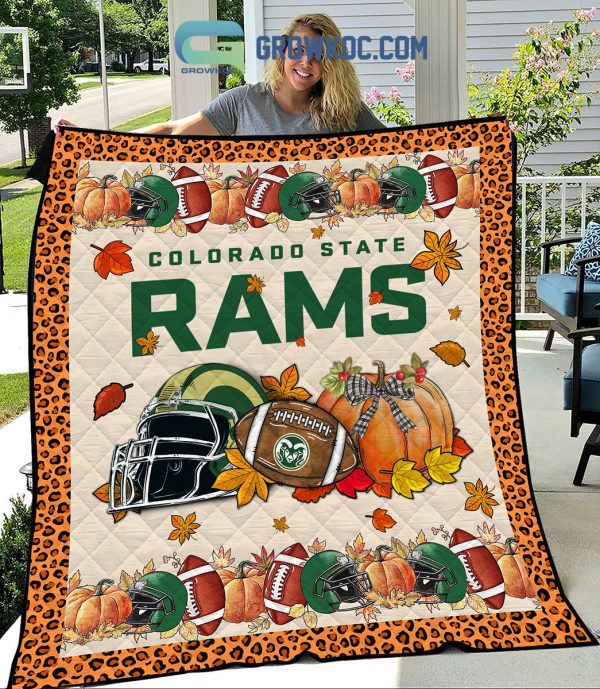 Colorado State Rams NCAA Football Welcome Fall Pumpkin Halloween Fleece Blanket Quilt