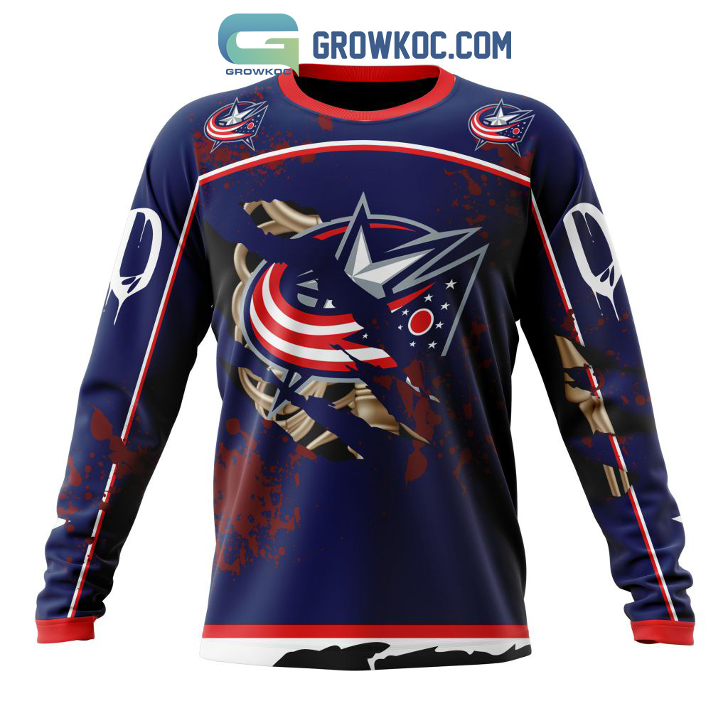 NHL Columbus Blue Jackets Custom Name Number Jersey Halloween Zip Up Hoodie