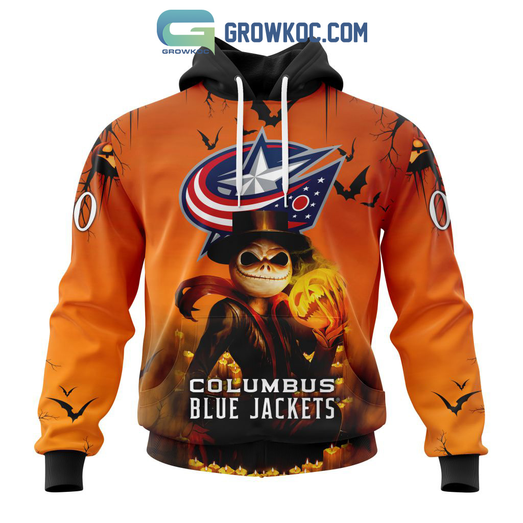 Custom Blue Jackets Shirt 3D Alluring Jack Skellington Halloween Columbus  Blue Jackets Gifts - Personalized Gifts: Family, Sports, Occasions, Trending