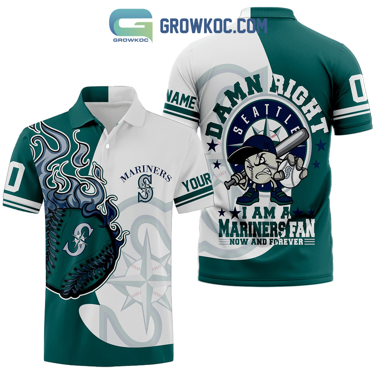 Damn Right I Am A Seatle Mariners Fan Now And Forever Personalized Polo  Shirt - Growkoc