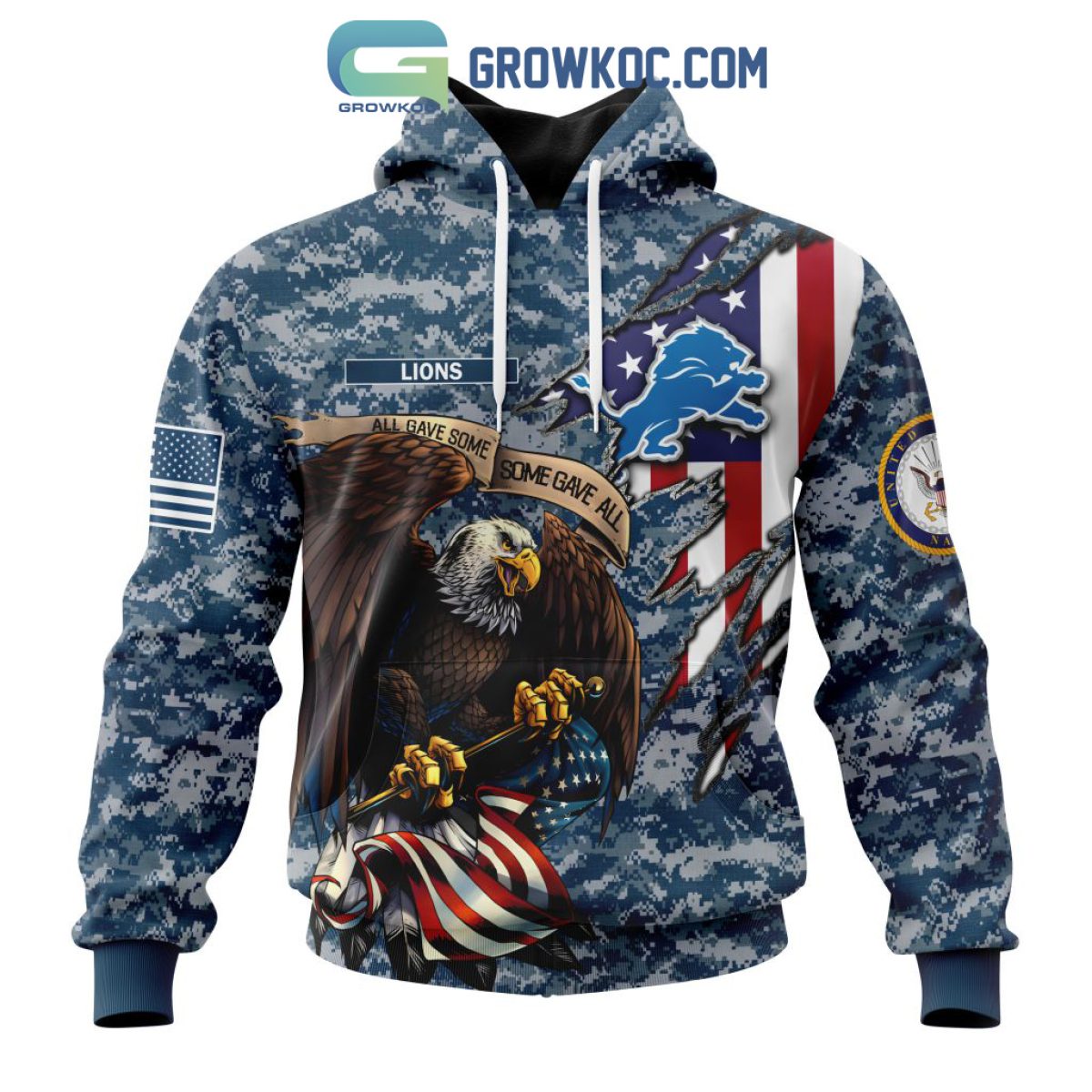 Detroit Lions NFL Honor US Navy Veterans All Gave Some Some Gave All  Personalized Hoodie T Shirt - Growkoc