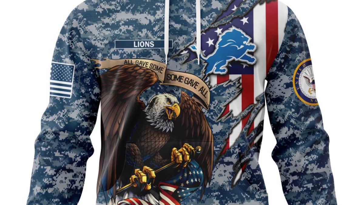 NFL Detroit Lions All Over Print 3D T Shirt USA Flag Camo Realtree Hunting  Unisex Tshirt