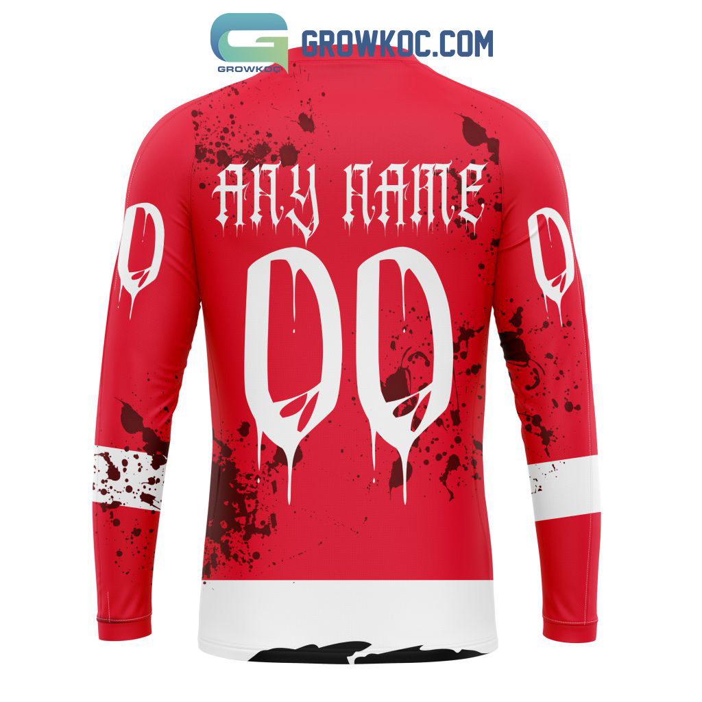 NHL Detroit Red Wings Custom Name Number Jersey Halloween T-Shirt