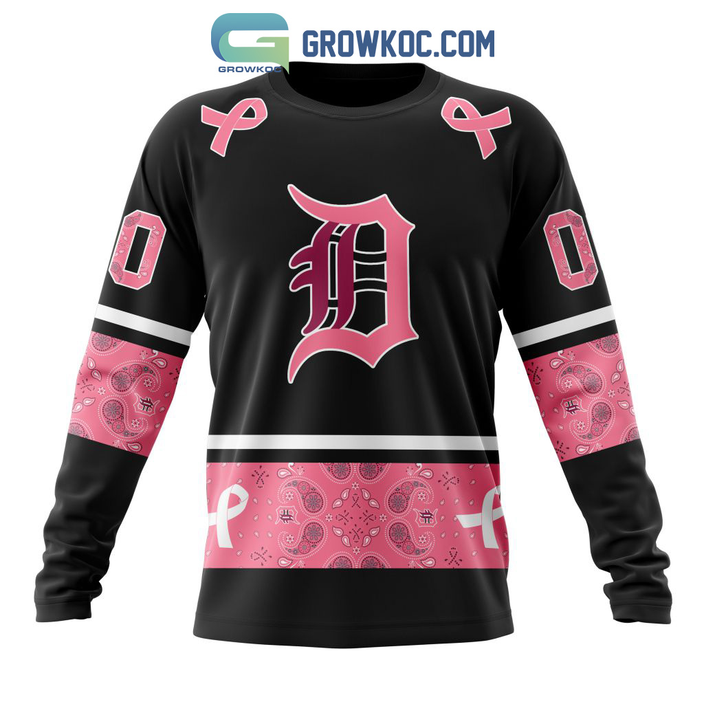 Detroit Tigers MLB In Classic Style With Paisley In October We Wear Pink  Breast Cancer Hoodie T Shirt - Growkoc