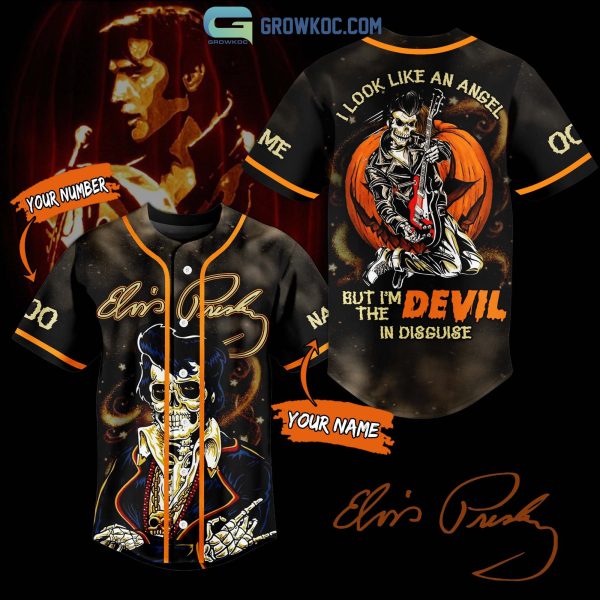 Elvis Presley I Look Like An Angel But I’m The Devil In Disguise Personalized Baseball Jersey