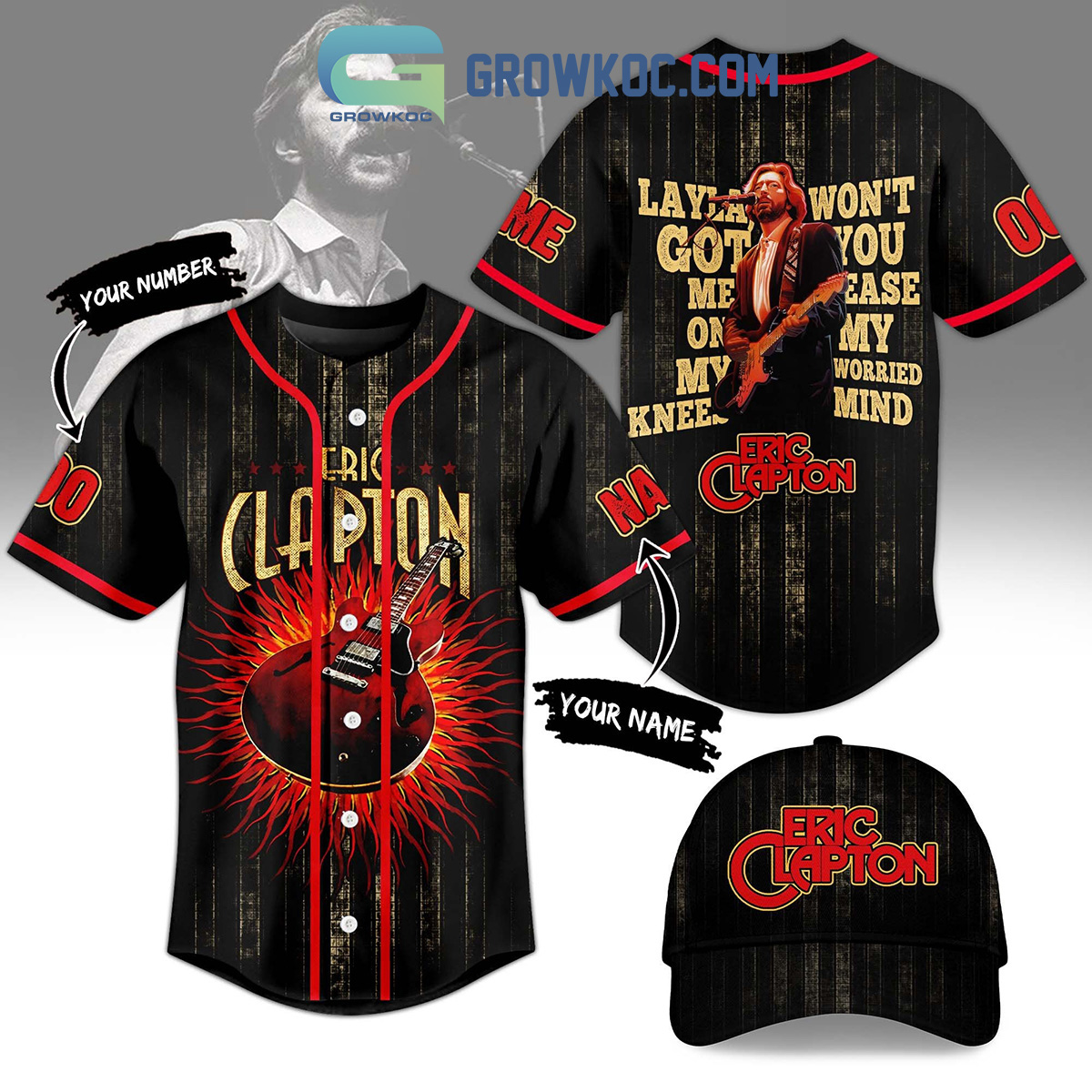 Eric Clapton Layla You Got Me On My Knees Personalized Baseball Jersey ...