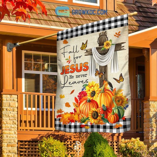 Fall For Jesus He Never Leaves Happy Halloween Pumpkin House Garden Flag