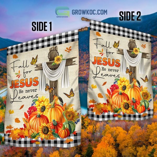 Fall For Jesus He Never Leaves Happy Halloween Pumpkin House Garden Flag