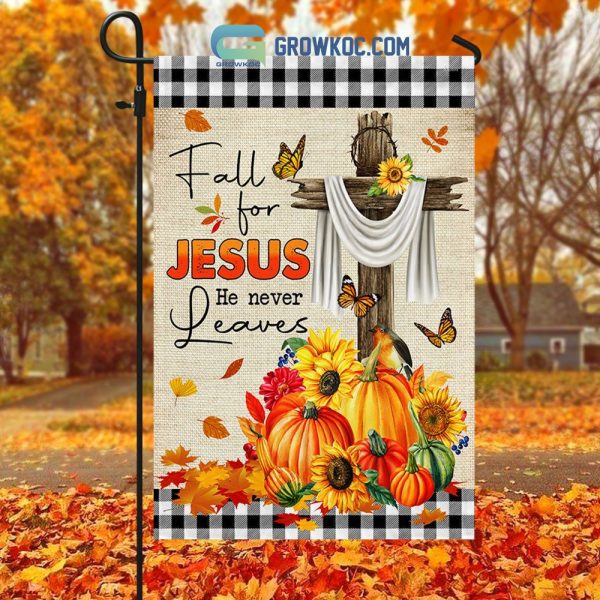 Fall For Jesus He Never Leaves Happy Halloween Pumpkin House Garden Flag