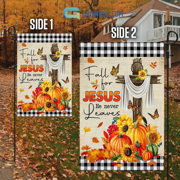 Fall For Jesus He Never Leaves Happy Halloween Pumpkin House Garden Flag