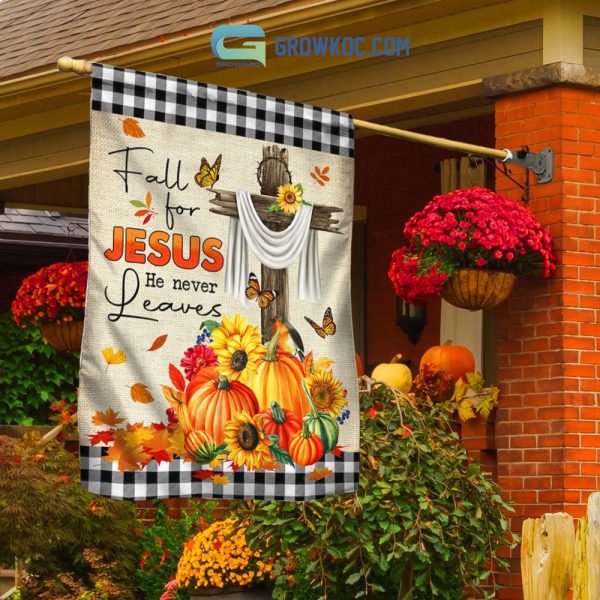 Fall For Jesus He Never Leaves Happy Halloween Pumpkin House Garden Flag