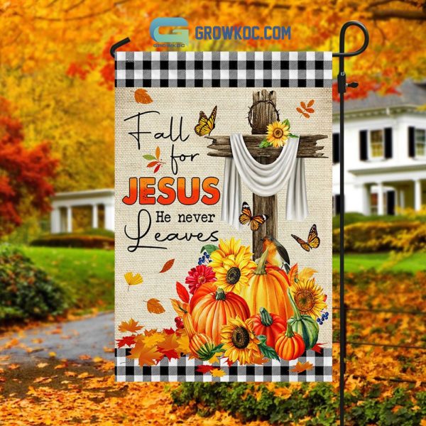 Fall For Jesus He Never Leaves Happy Halloween Pumpkin House Garden Flag