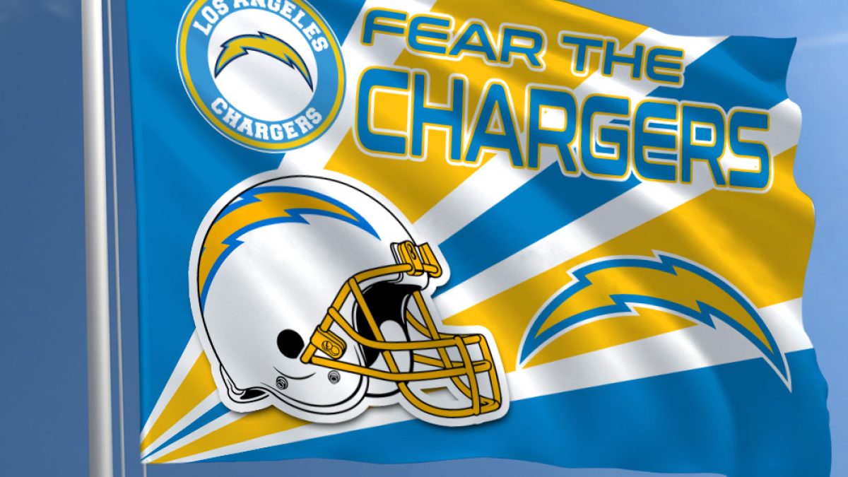 San Diego Chargers Mixed-Material Embellished Appliqué House Flag