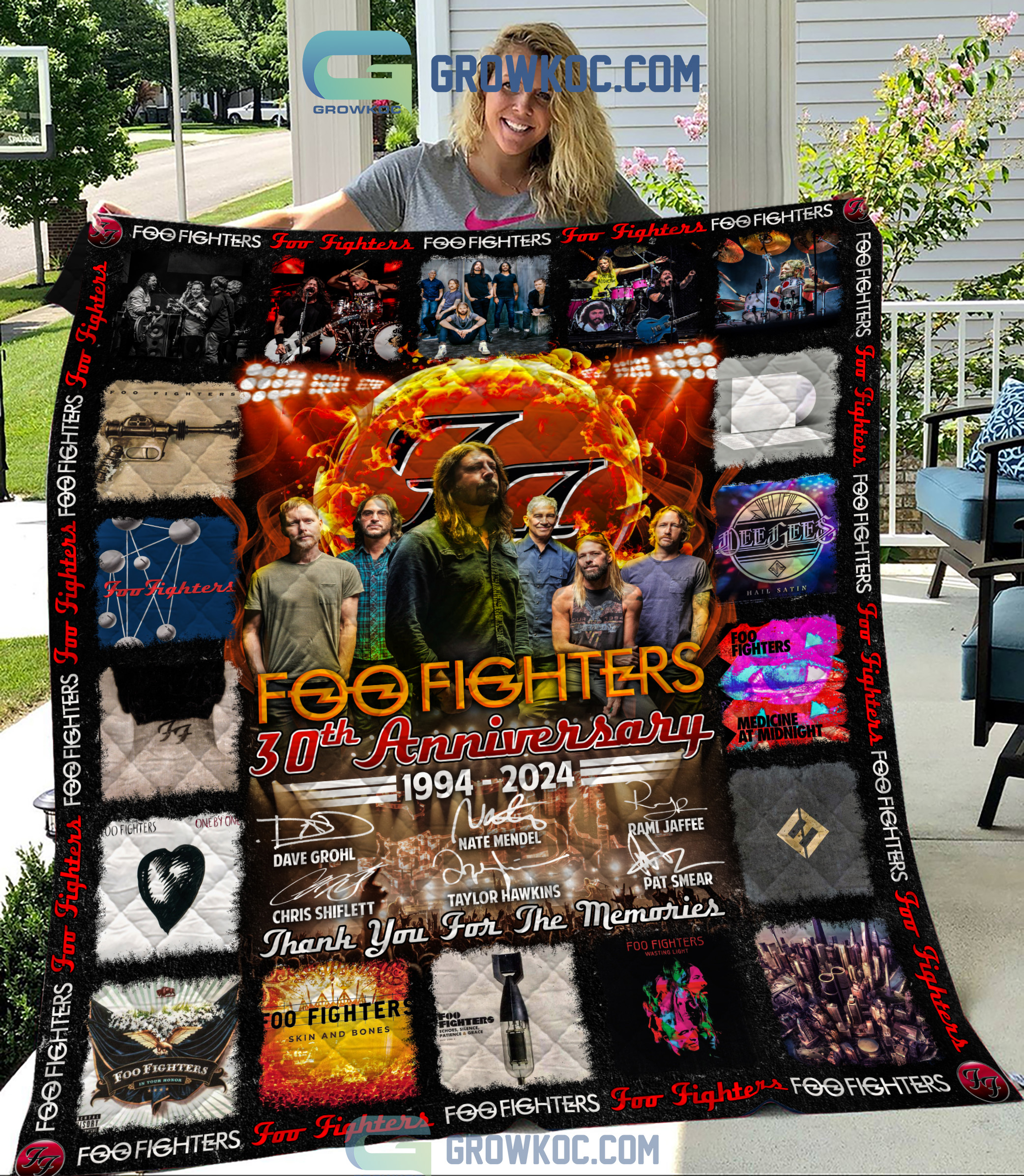 Foo Fighters 30th Anniversary 1994 2024 Memories Fleece Blanket Quilt